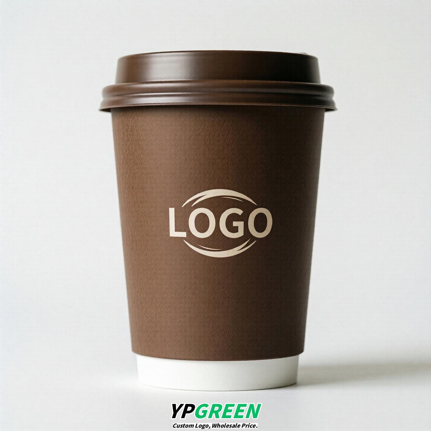 Brown Custom Logo Paper Cups: 8-24oz & Double Wall