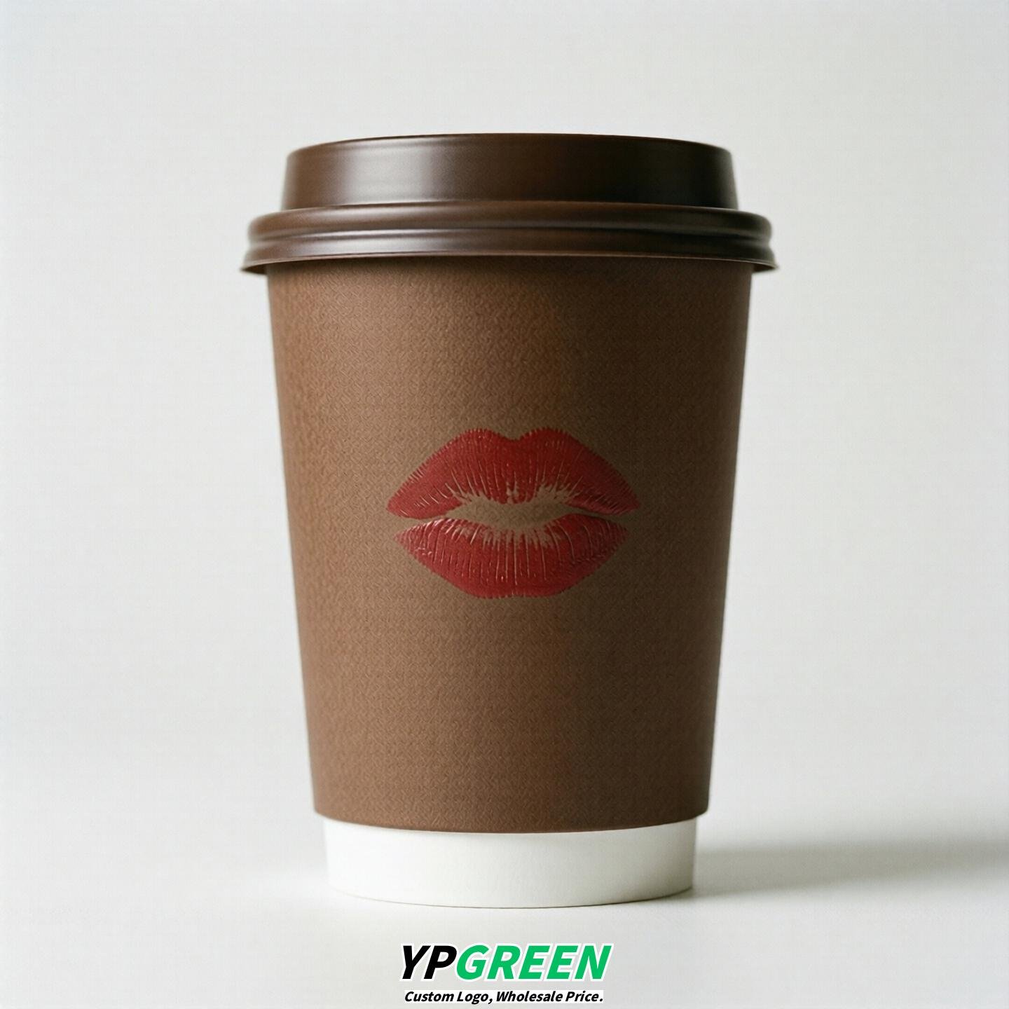Brown Paper Cups with Lips Print 10oz/12oz/16oz/20oz/22oz