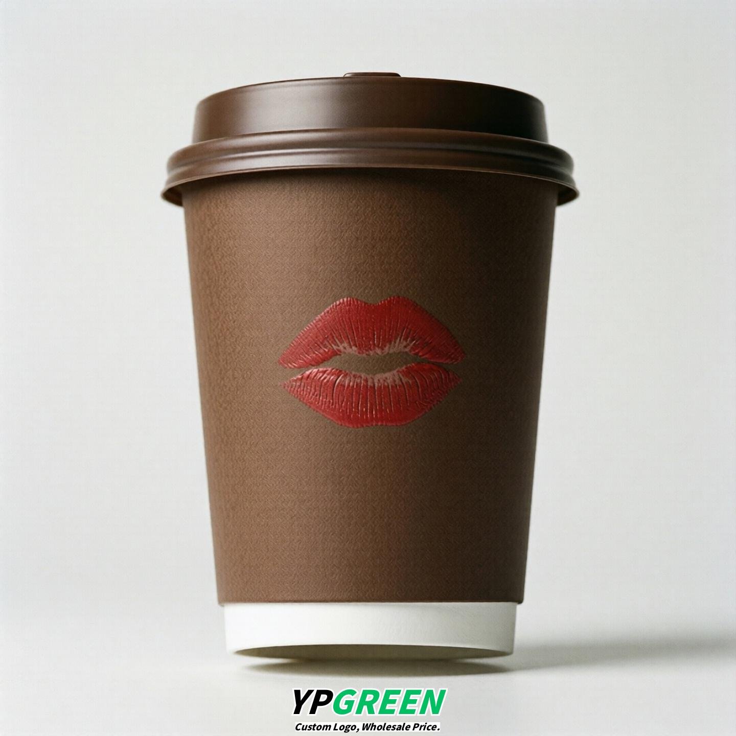 Brown Paper Cups with Lips Print 10oz/12oz/16oz/20oz/22oz