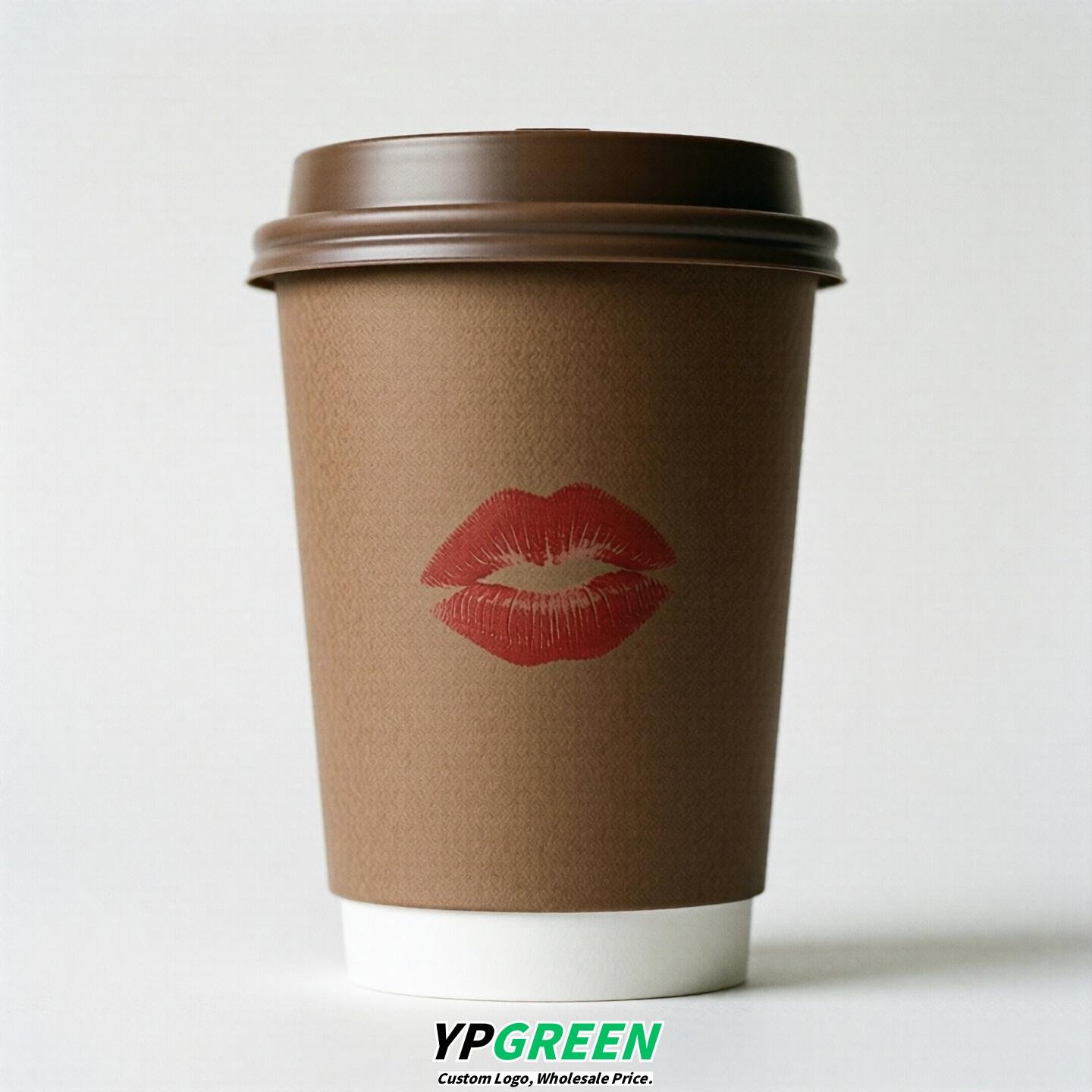Brown Paper Cups with Lips Print 10oz/12oz/16oz/20oz/22oz