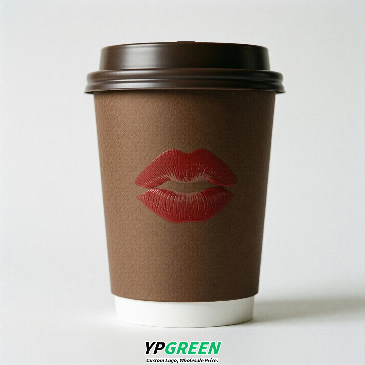 Brown Paper Cups with Lips Print 10oz/12oz/16oz/20oz/22oz