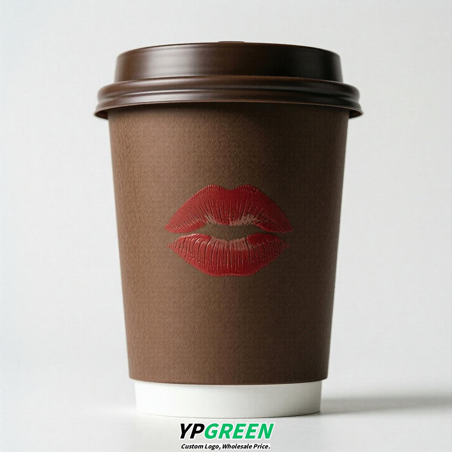 Brown Paper Cups with Lips Print 10oz/12oz/16oz/20oz/22oz