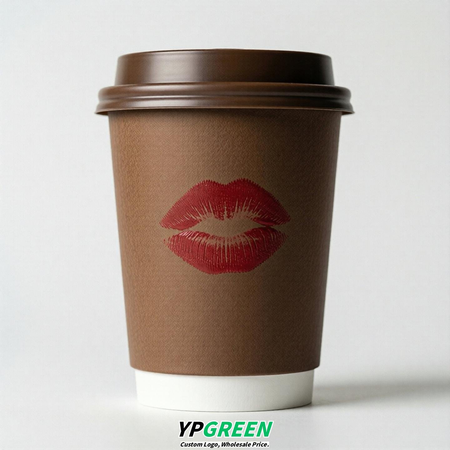 Brown Paper Cups with Lips Print 10oz/12oz/16oz/20oz/22oz