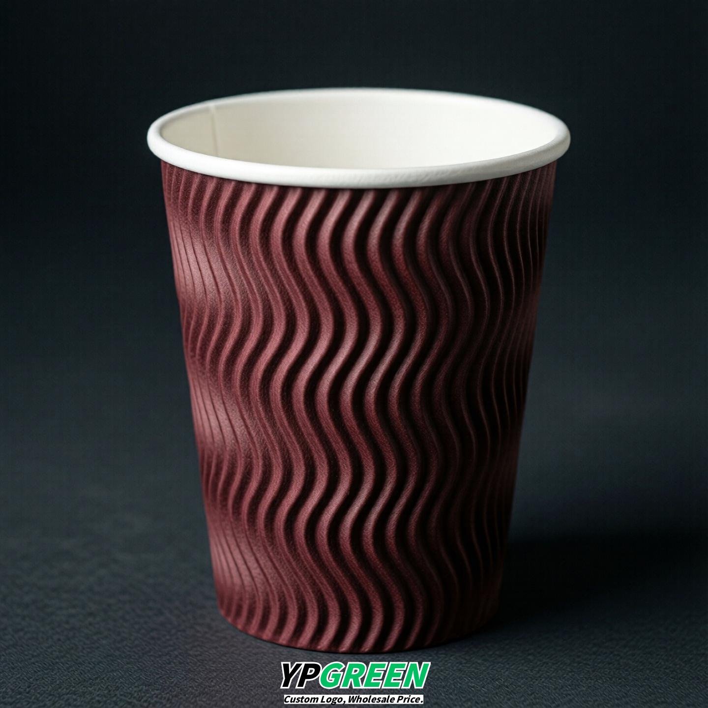 Burgundy Embossed Paper Cups 10oz/12oz/16oz/20oz/22oz
