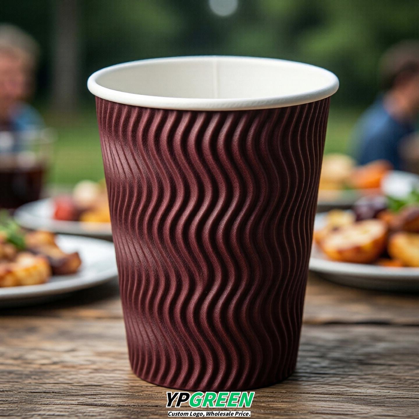 Burgundy Embossed Paper Cups 10oz/12oz/16oz/20oz/22oz