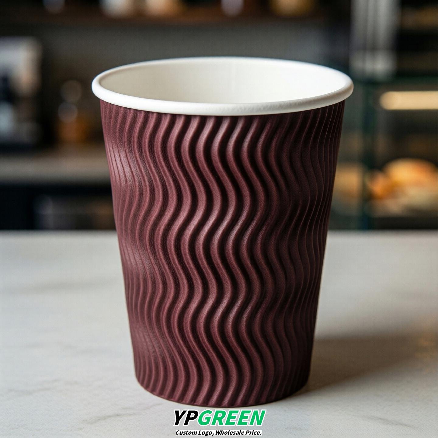 Burgundy Embossed Paper Cups 10oz/12oz/16oz/20oz/22oz
