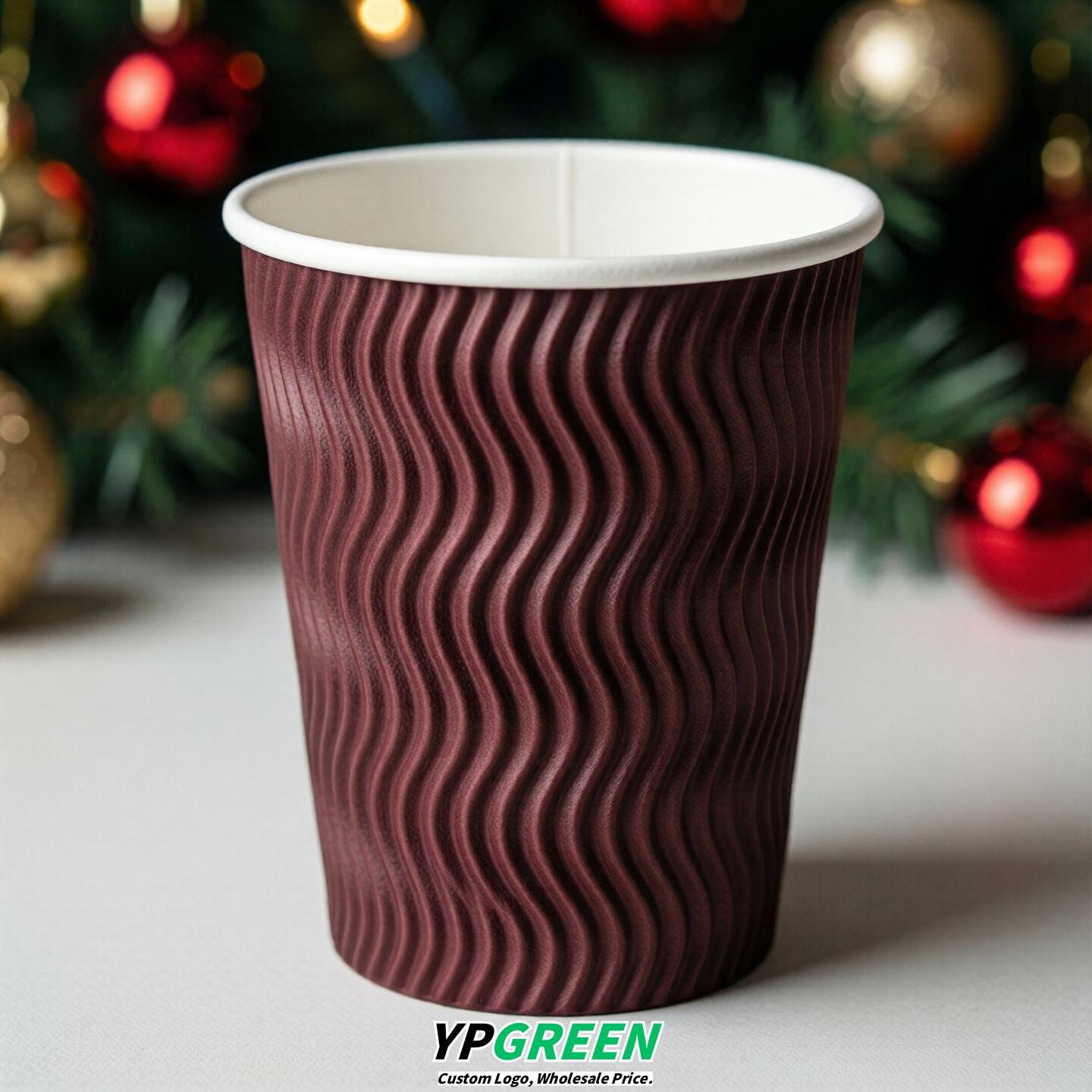 Burgundy Embossed Paper Cups 10oz/12oz/16oz/20oz/22oz