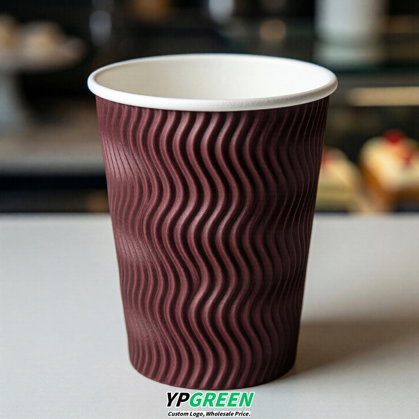 Burgundy Embossed Paper Cups 10oz/12oz/16oz/20oz/22oz