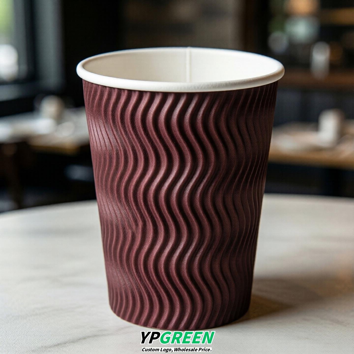 Burgundy Embossed Paper Cups 10oz/12oz/16oz/20oz/22oz