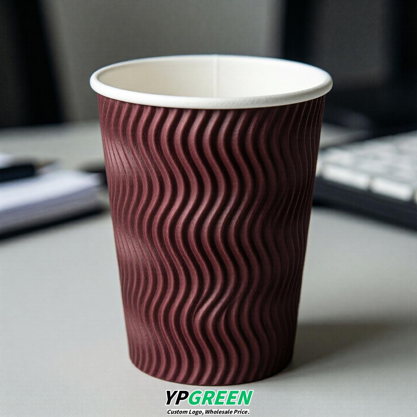 Burgundy Embossed Paper Cups 10oz/12oz/16oz/20oz/22oz