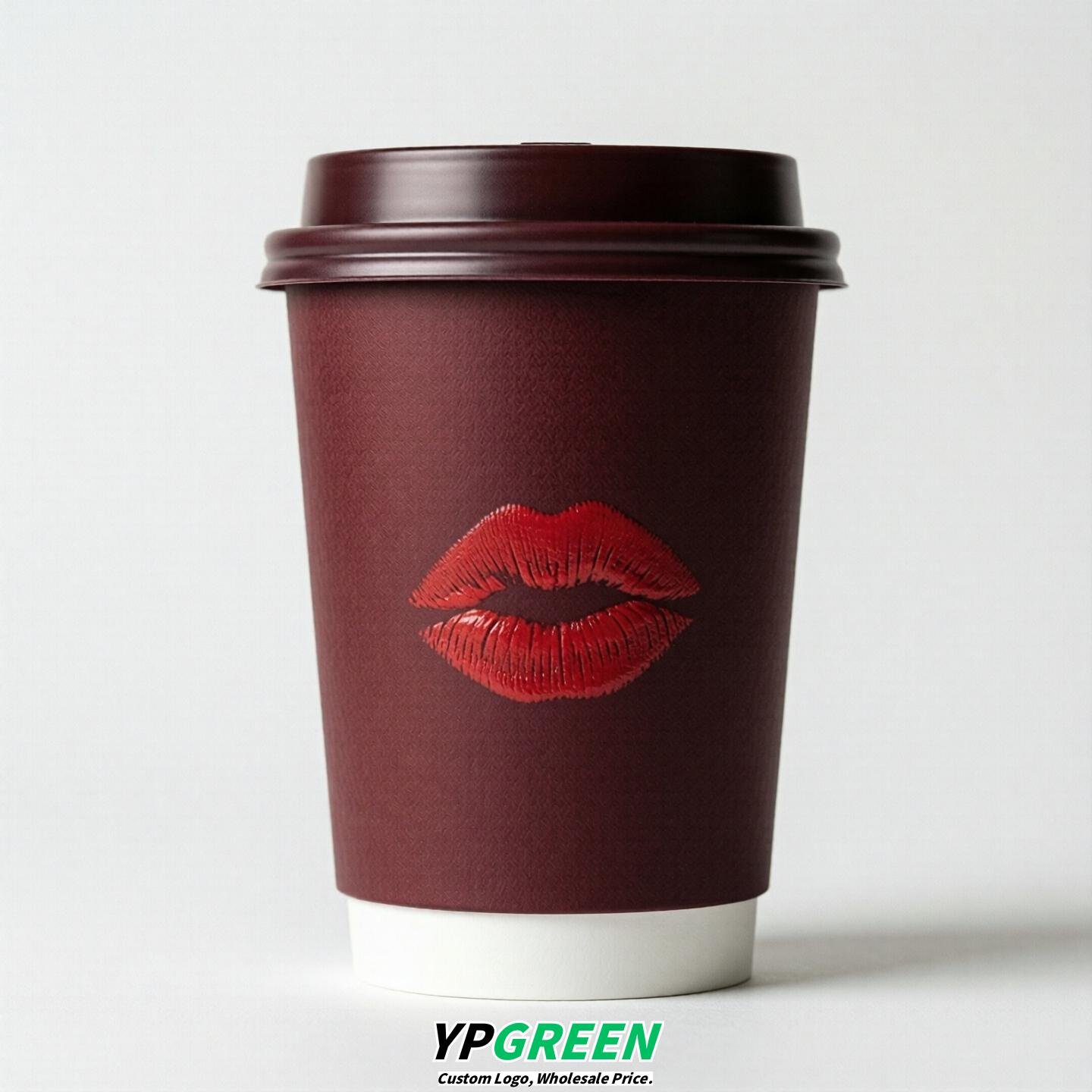Burgundy Paper Cups with Lips Print 10oz/12oz/16oz/20oz/22oz