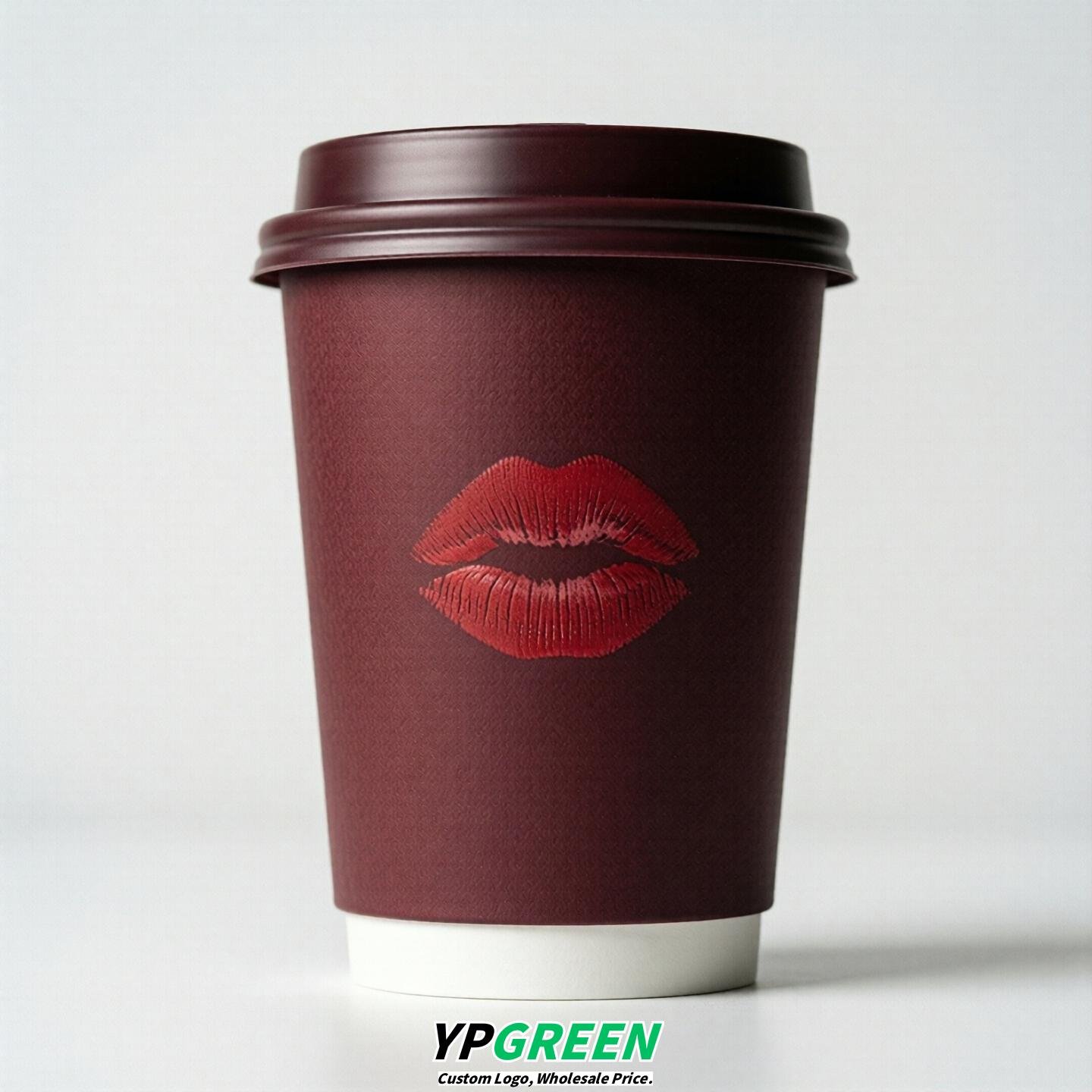 Burgundy Paper Cups with Lips Print 10oz/12oz/16oz/20oz/22oz