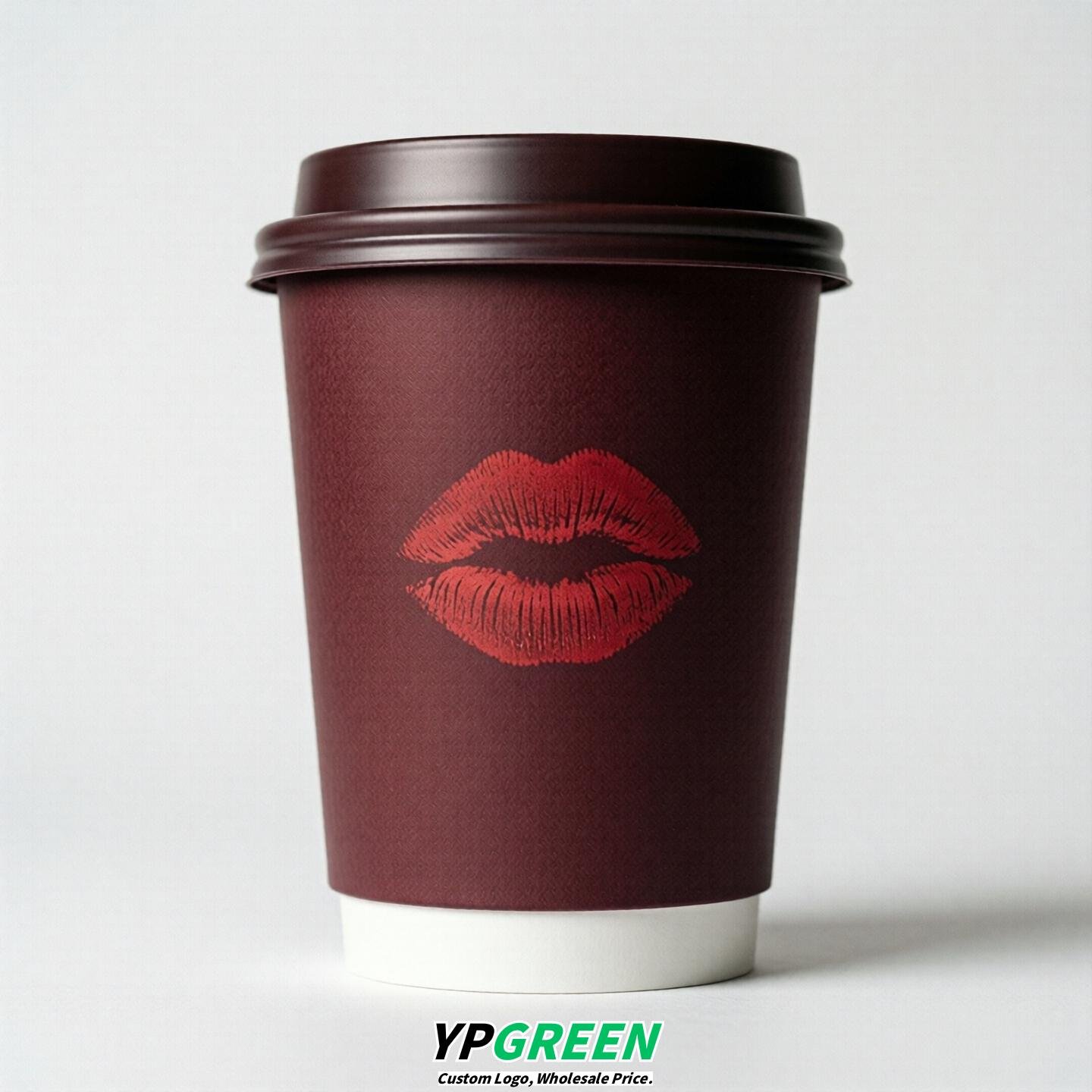 Burgundy Paper Cups with Lips Print 10oz/12oz/16oz/20oz/22oz