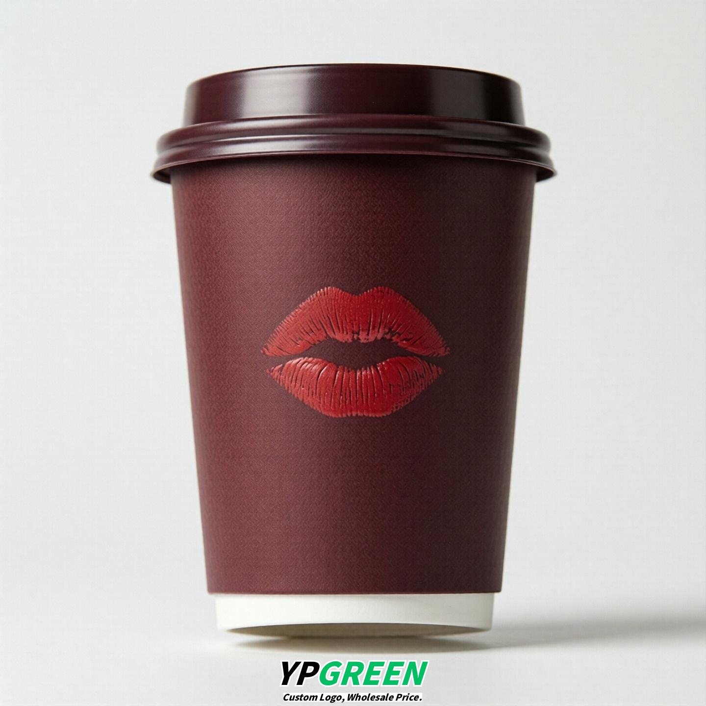 Burgundy Paper Cups with Lips Print 10oz/12oz/16oz/20oz/22oz