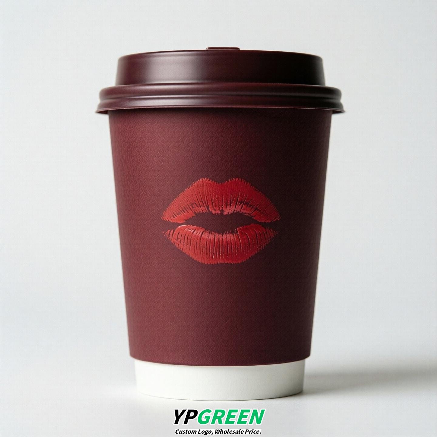 Burgundy Paper Cups with Lips Print 10oz/12oz/16oz/20oz/22oz