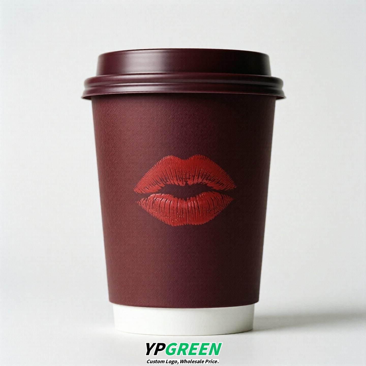 Burgundy Paper Cups with Lips Print 10oz/12oz/16oz/20oz/22oz