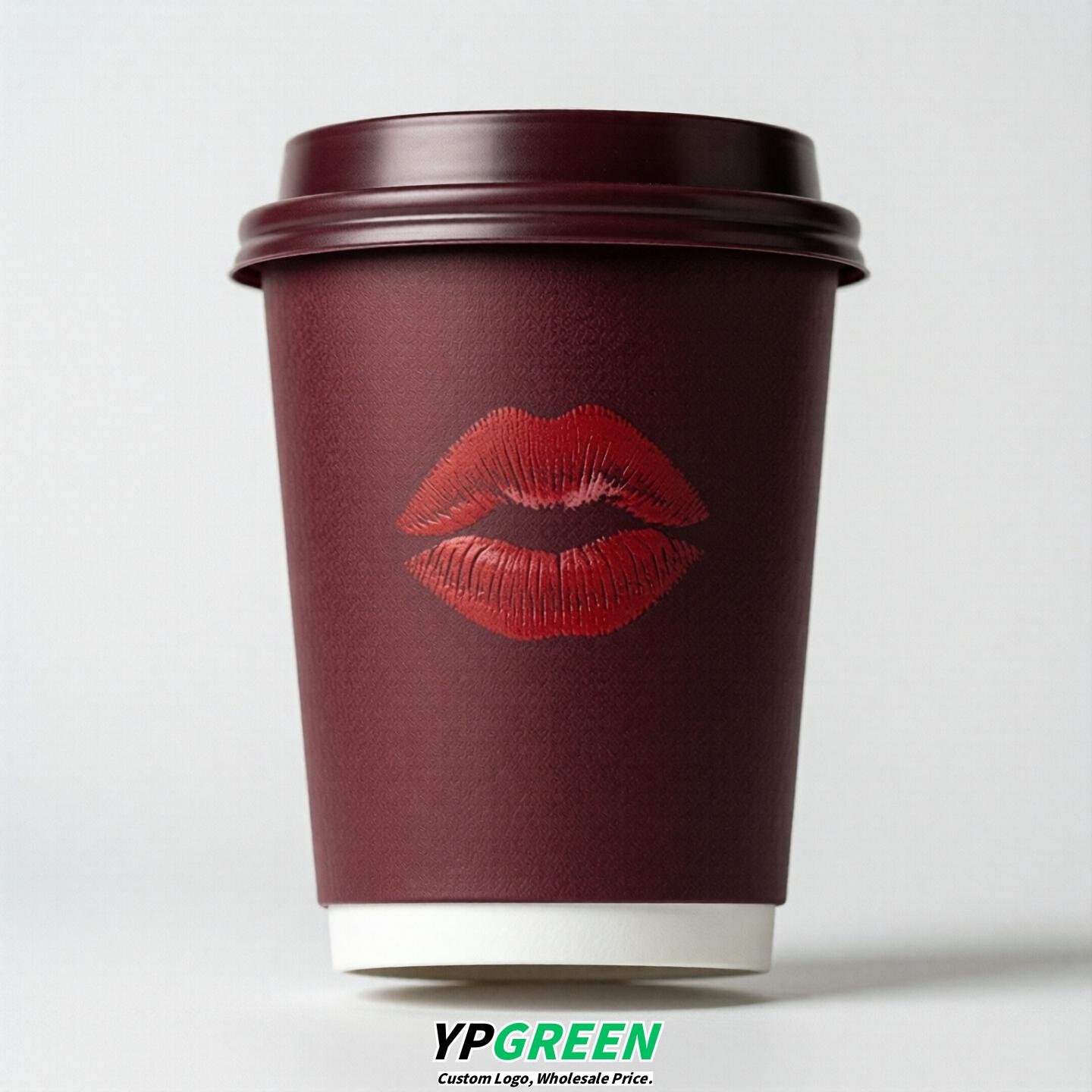 Burgundy Paper Cups with Lips Print 10oz/12oz/16oz/20oz/22oz