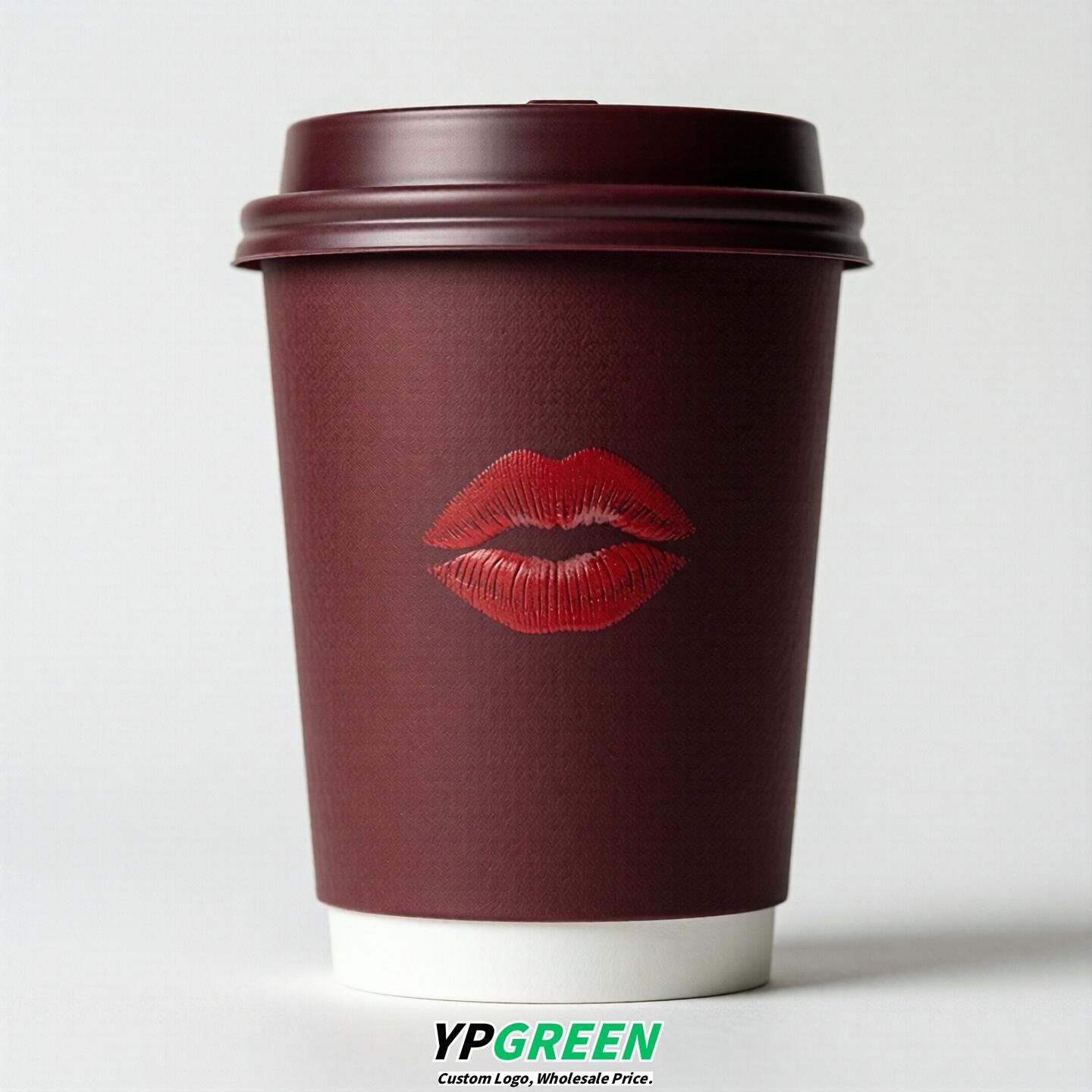 Burgundy Paper Cups with Lips Print 10oz/12oz/16oz/20oz/22oz
