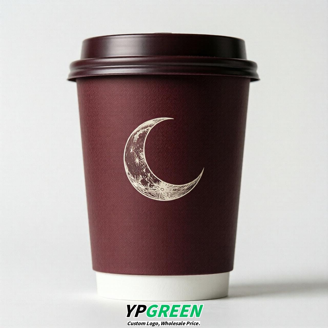 Burgundy Moon Paper Cups with Lids 8-24oz