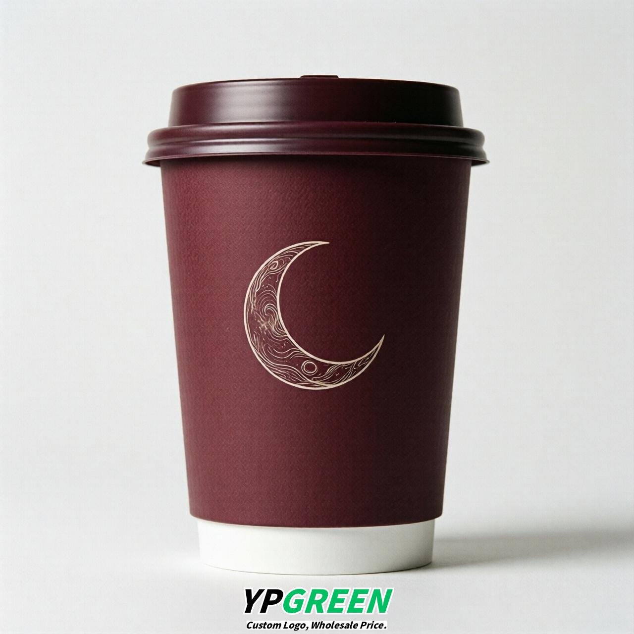 Burgundy Moon Paper Cups with Lids 8-24oz
