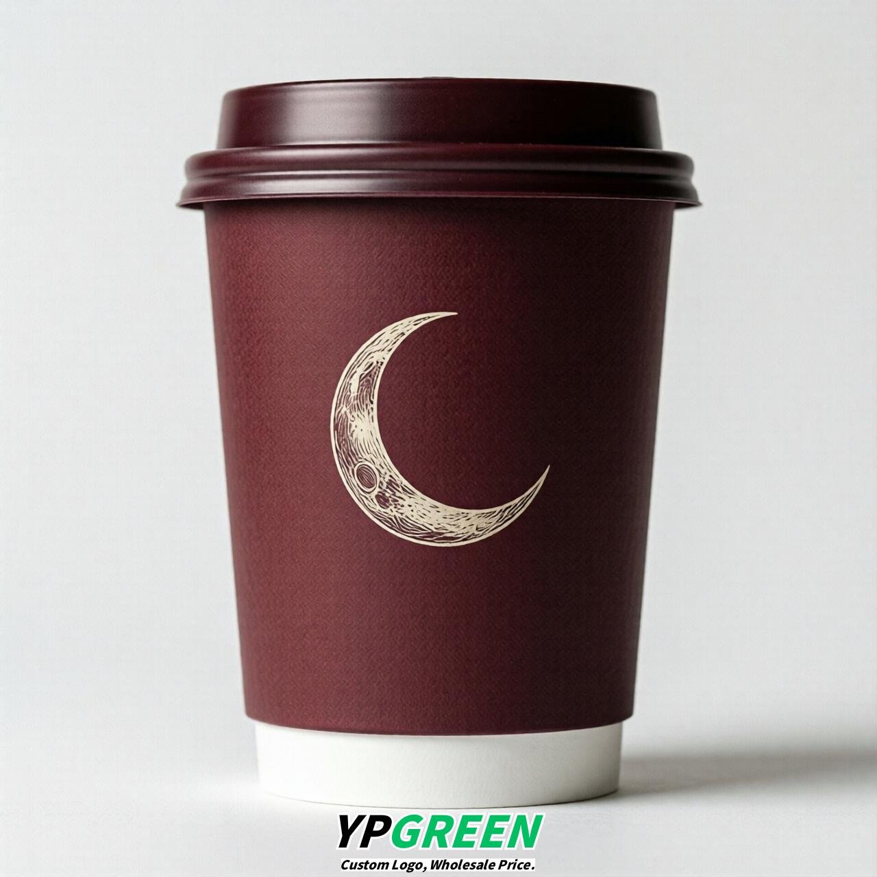 Burgundy Moon Paper Cups with Lids 8-24oz