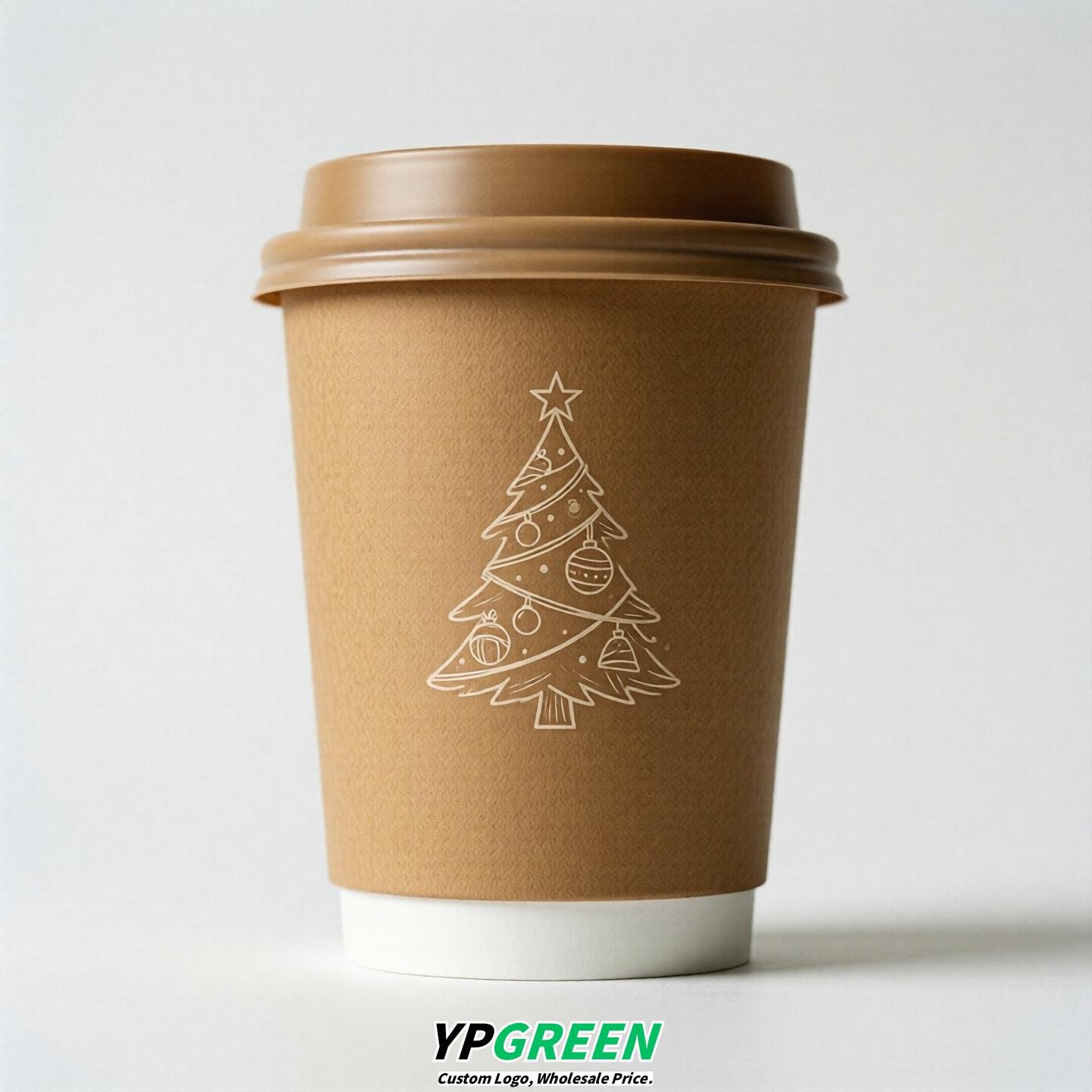 Camel Paper Cups with Christmas Design 8-24oz
