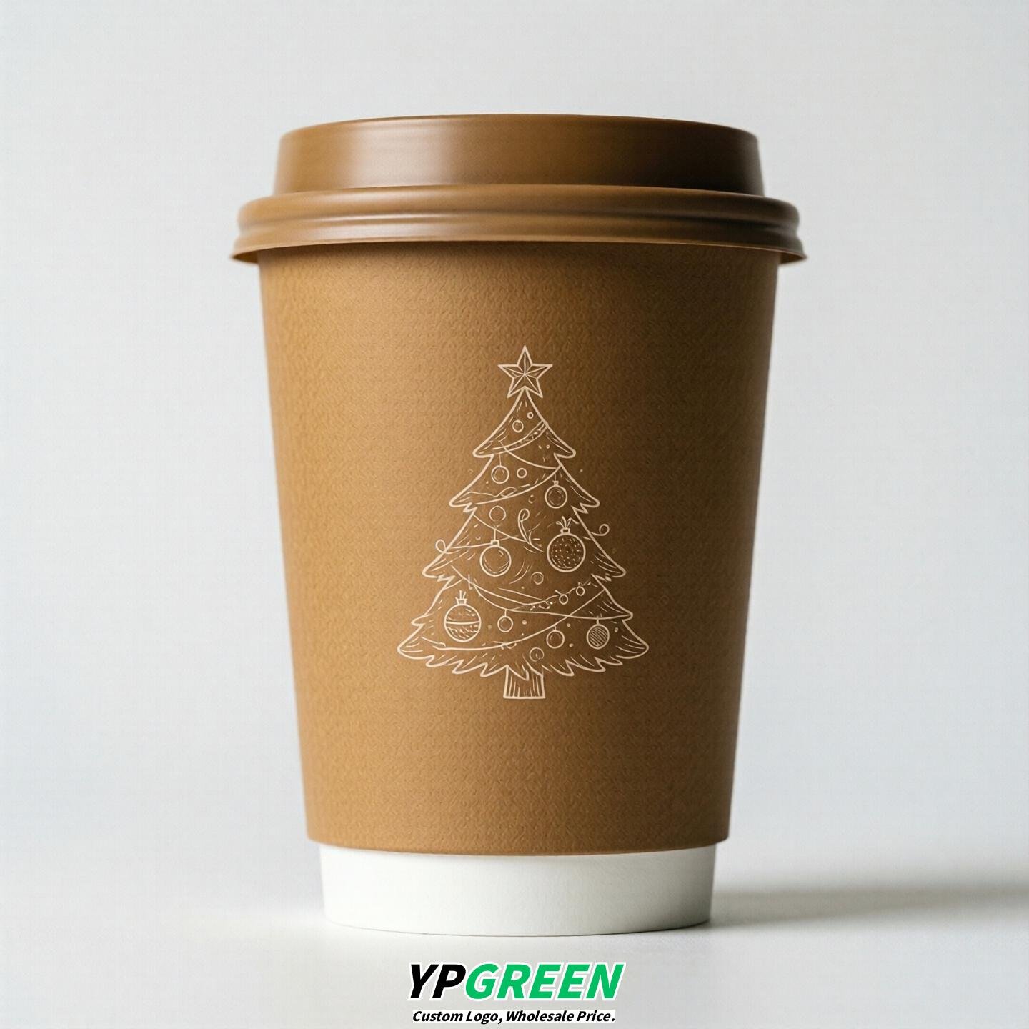 Camel Paper Cups with Christmas Design 8-24oz