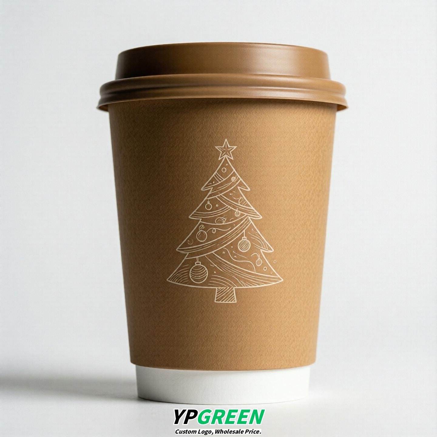 Camel Paper Cups with Christmas Design 8-24oz