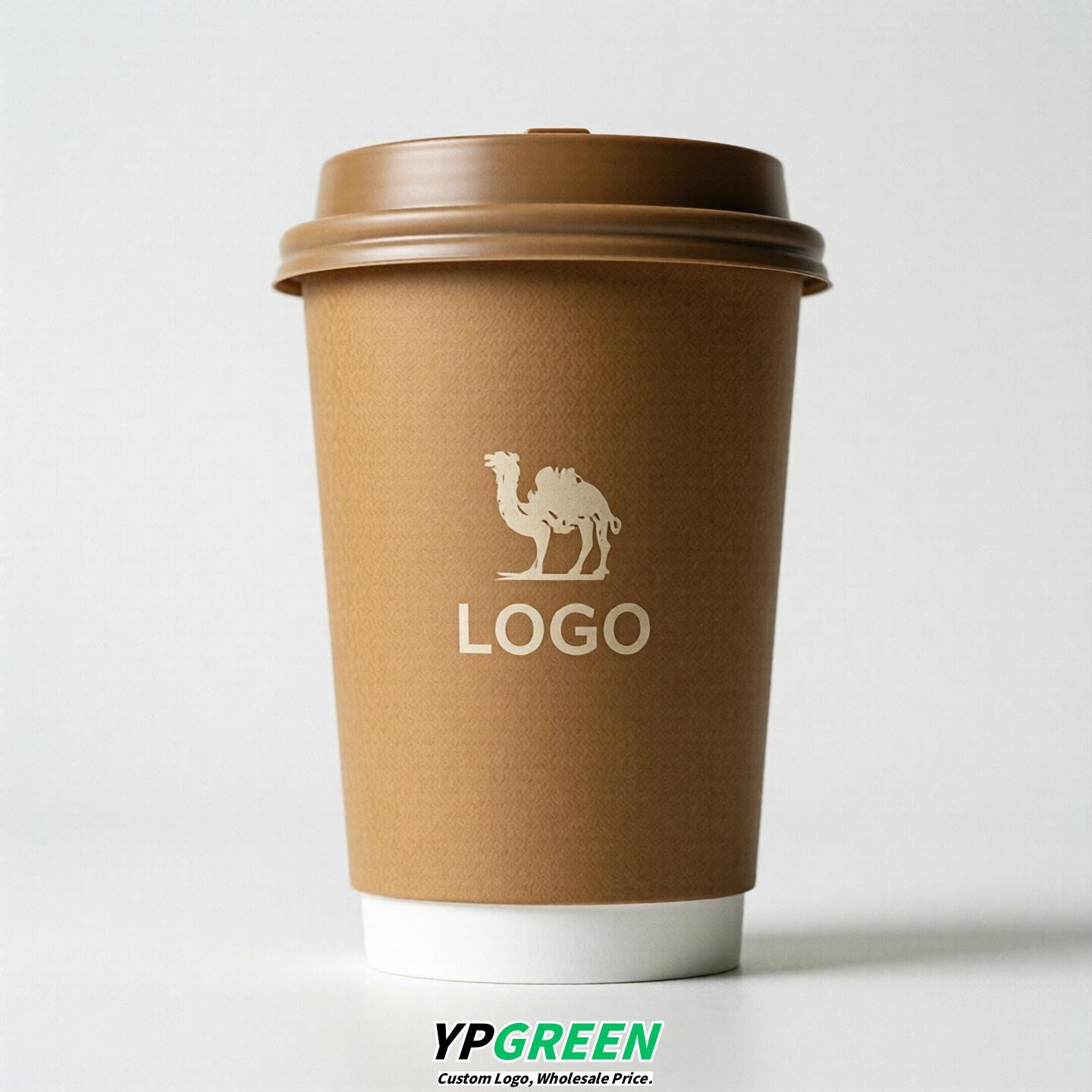 Camel Custom Logo Paper Cups: 8-24oz & Double Wall