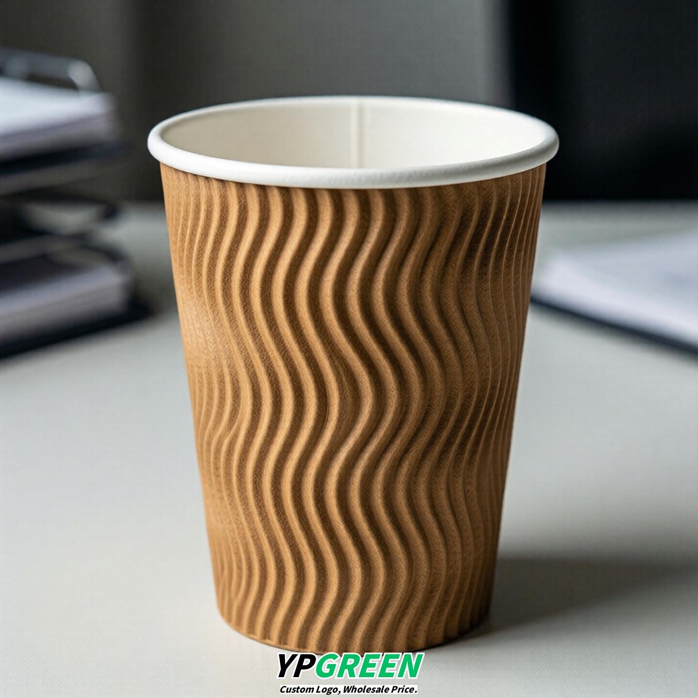Caramel Embossed Paper Cups 10oz/12oz/16oz/20oz/22oz