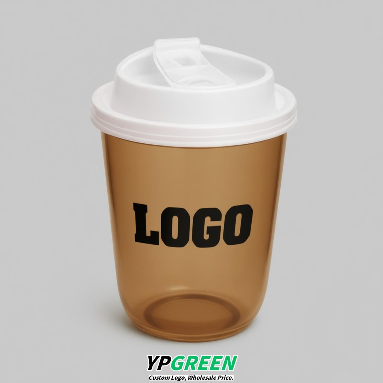 Caramel U Shape Cups with Lid - Custom Logo PP & PET Plastic Disposable