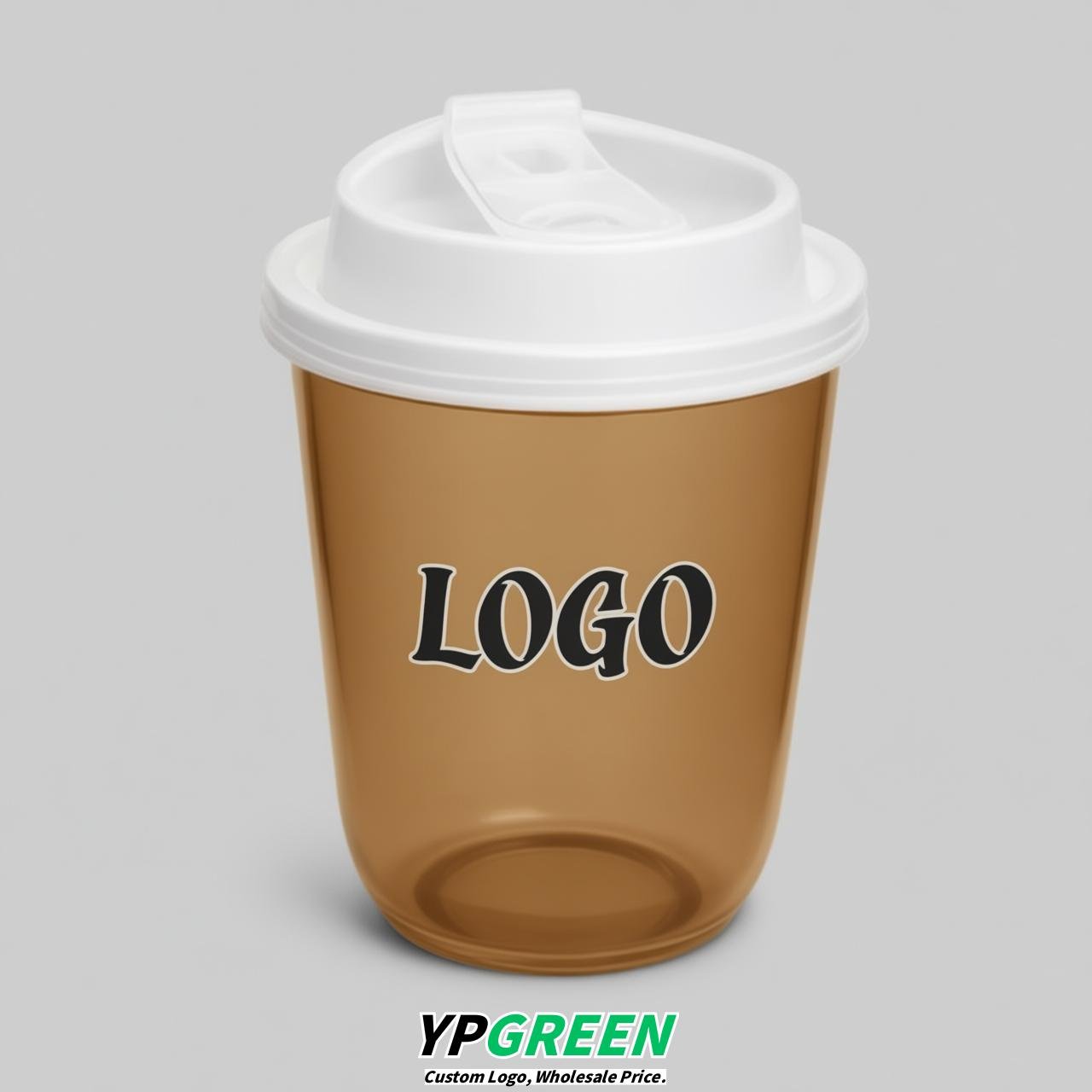 Caramel U Shape Cups with Lid - Custom Logo PP & PET Plastic Disposable