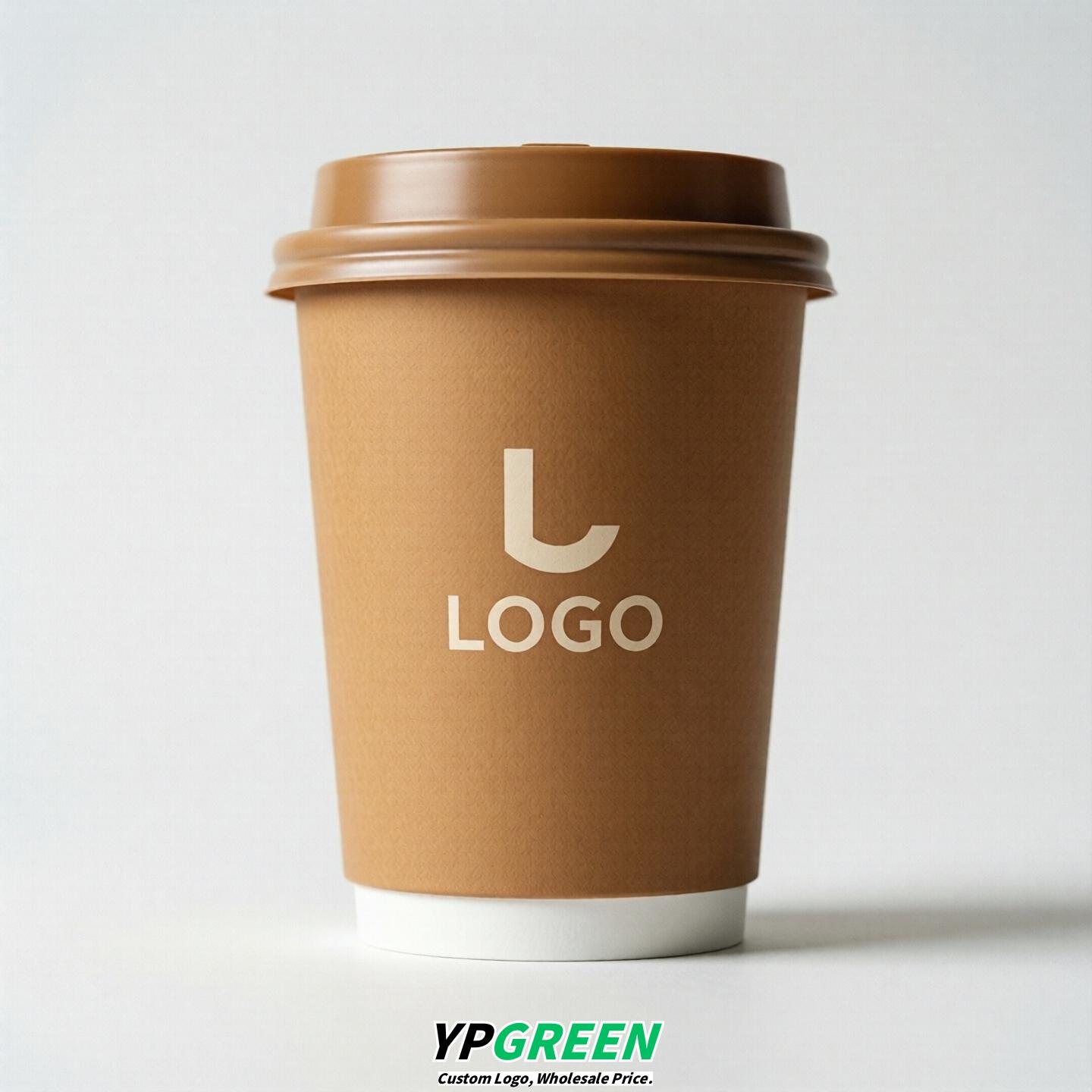 Caramel Custom Logo Paper Cups: 8-24oz & Double Wall