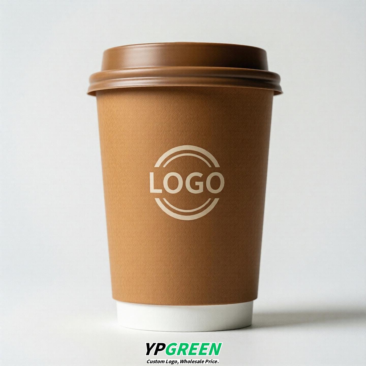 Caramel Custom Logo Paper Cups: 8-24oz & Double Wall