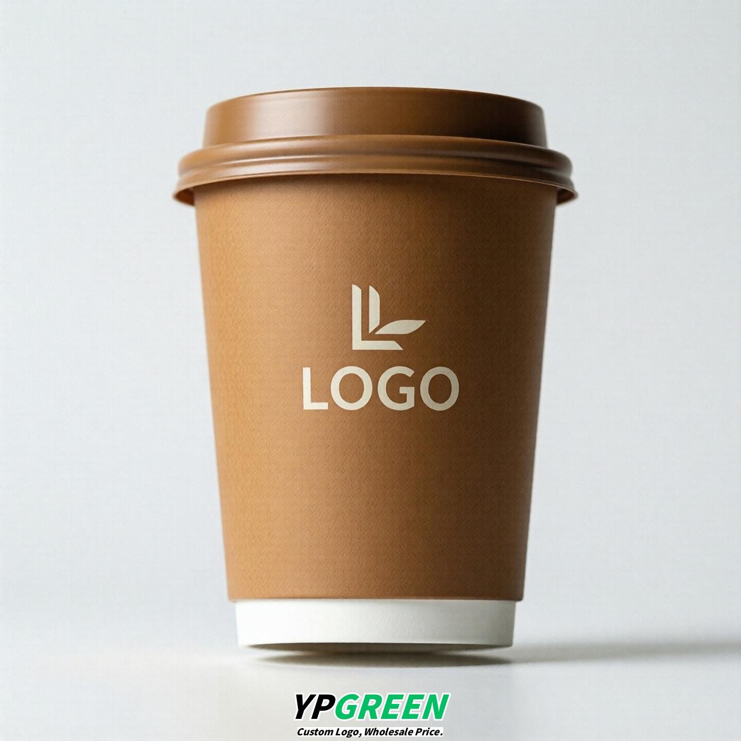 Caramel Custom Logo Paper Cups: 8-24oz & Double Wall