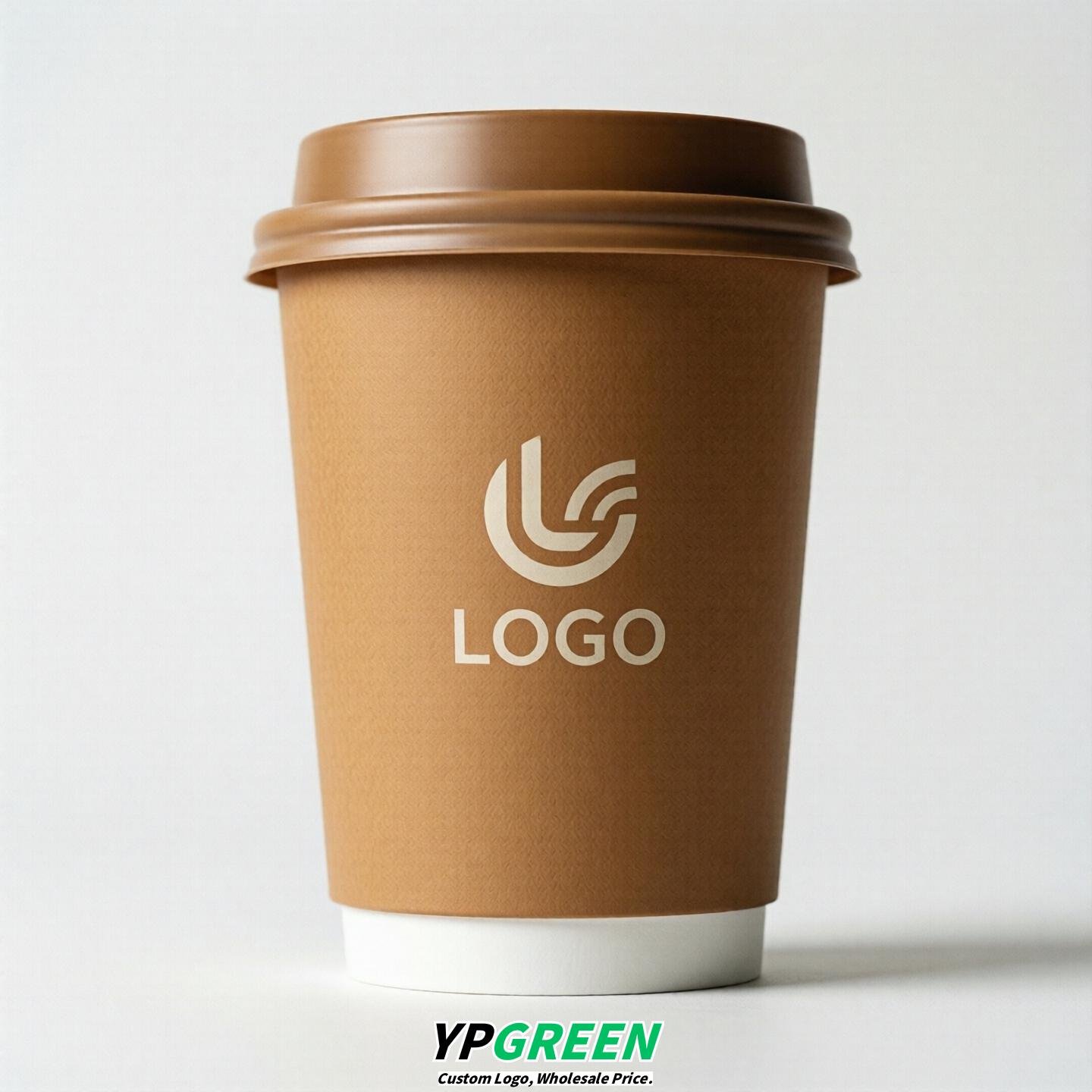 Caramel Custom Logo Paper Cups: 8-24oz & Double Wall