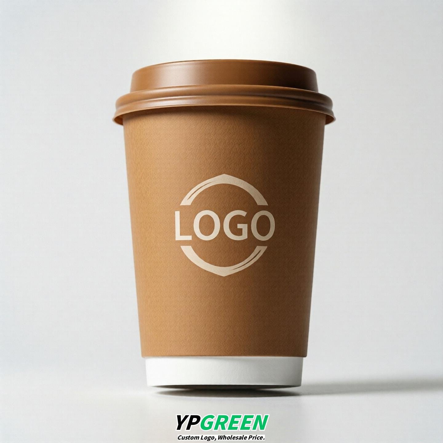 Caramel Custom Logo Paper Cups: 8-24oz & Double Wall