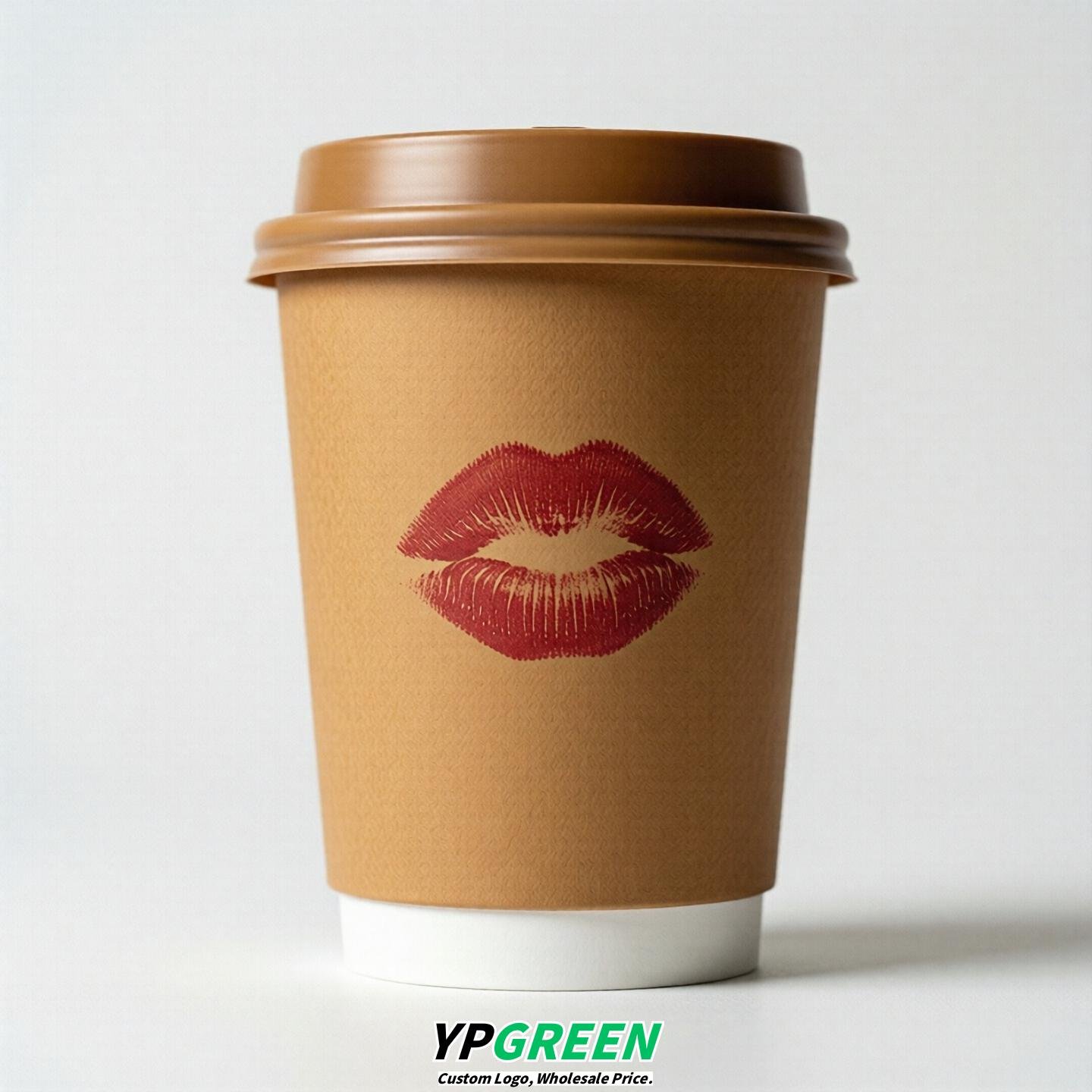 Caramel Paper Cups with Lips Print 10oz/12oz/16oz/20oz/22oz
