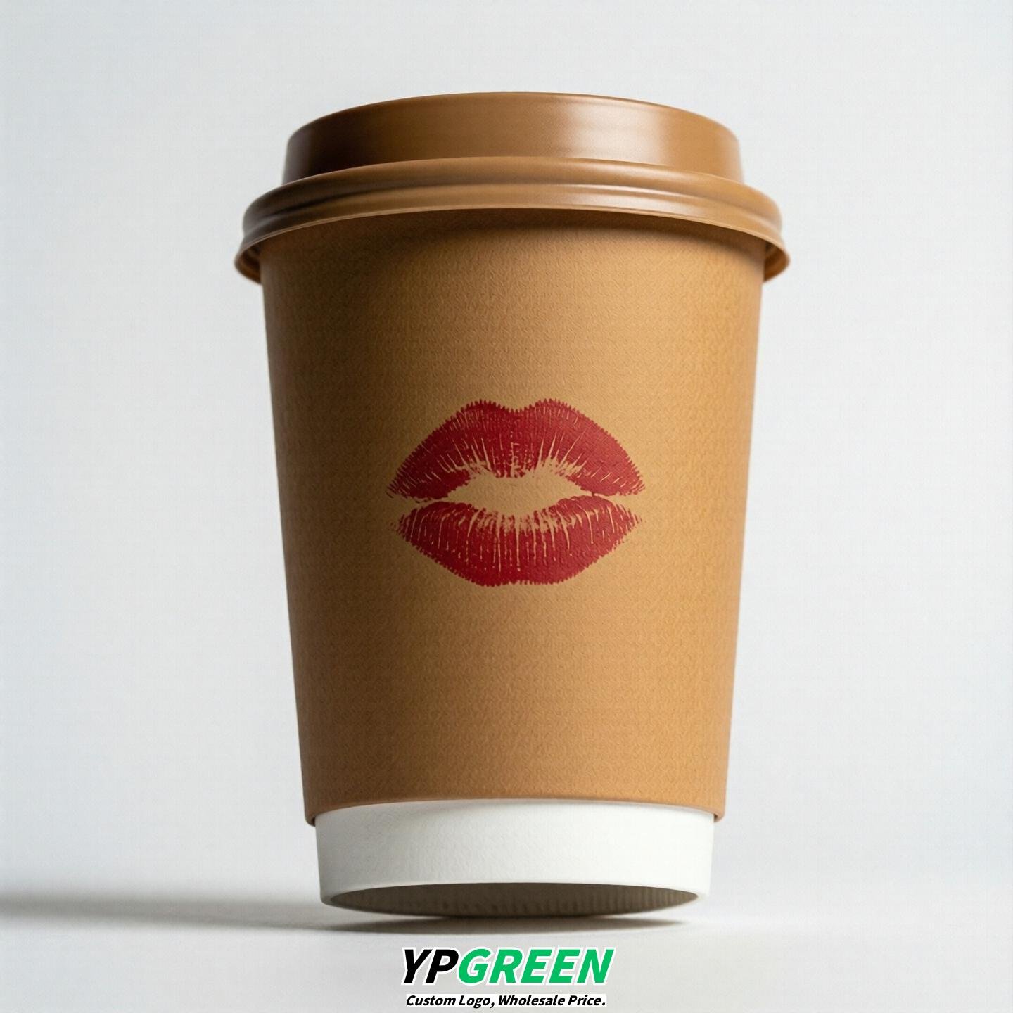 Caramel Paper Cups with Lips Print 10oz/12oz/16oz/20oz/22oz