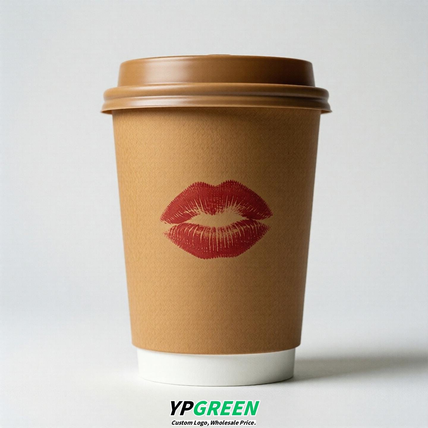 Caramel Paper Cups with Lips Print 10oz/12oz/16oz/20oz/22oz