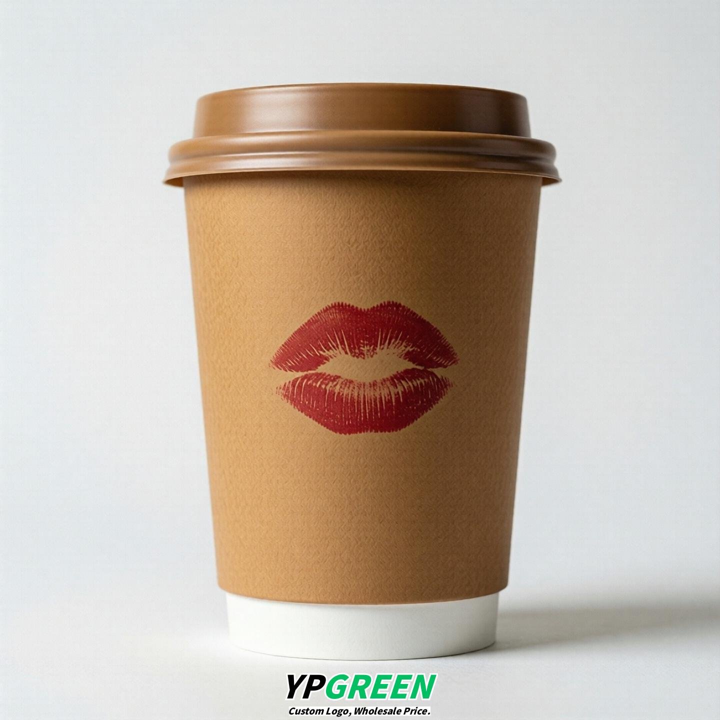 Caramel Paper Cups with Lips Print 10oz/12oz/16oz/20oz/22oz