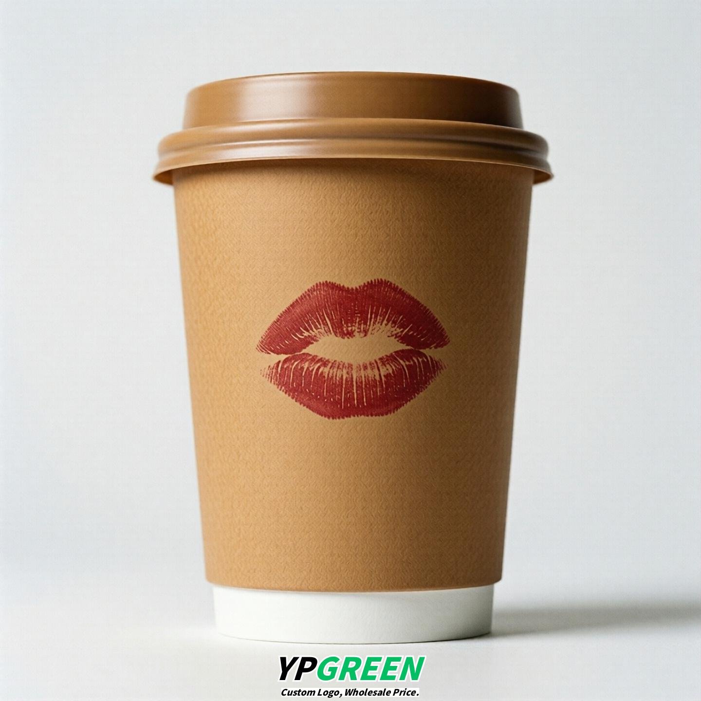 Caramel Paper Cups with Lips Print 10oz/12oz/16oz/20oz/22oz