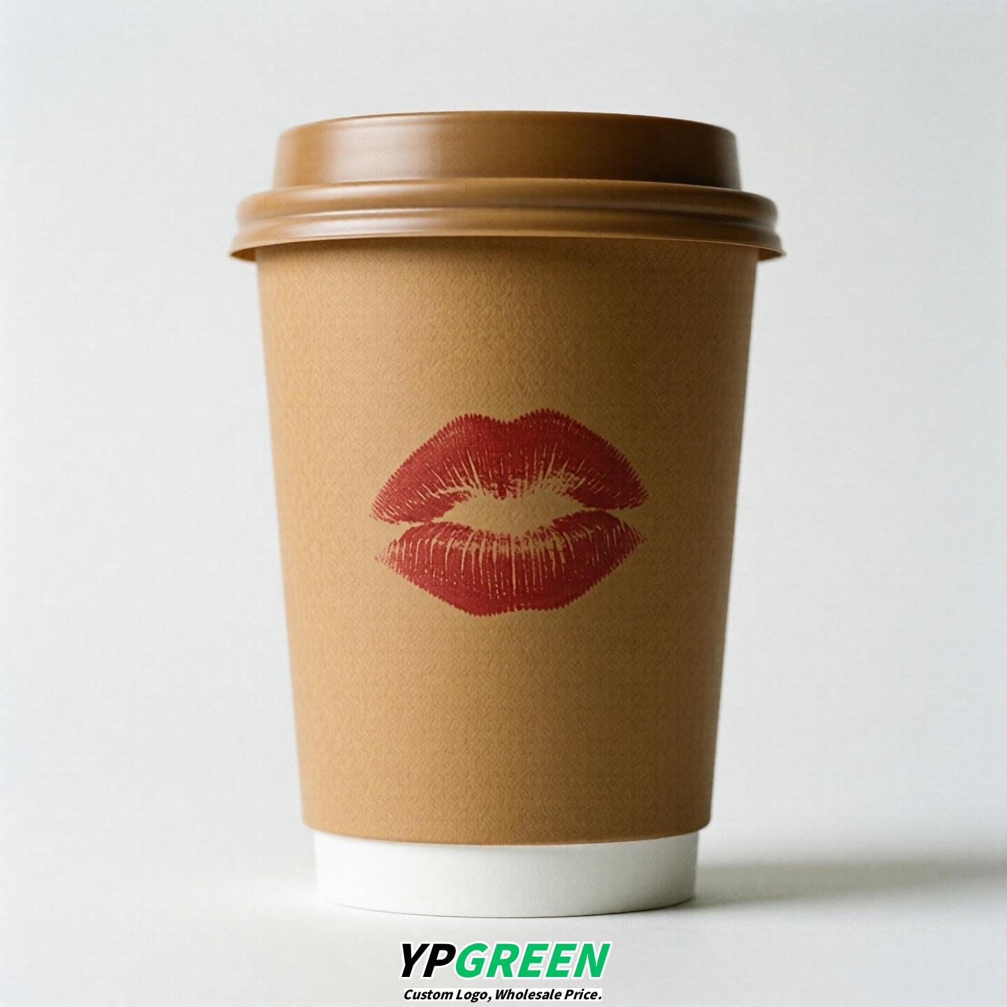 Caramel Paper Cups with Lips Print 10oz/12oz/16oz/20oz/22oz