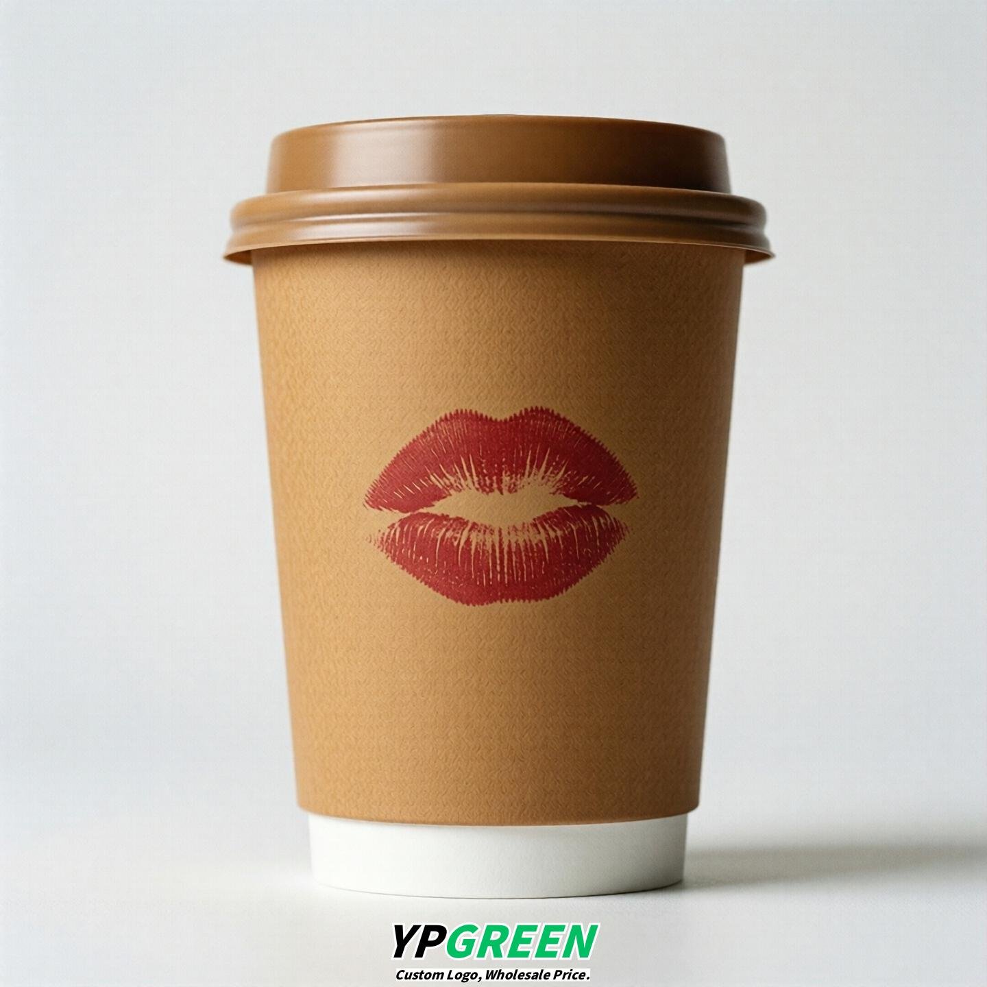 Caramel Paper Cups with Lips Print 10oz/12oz/16oz/20oz/22oz