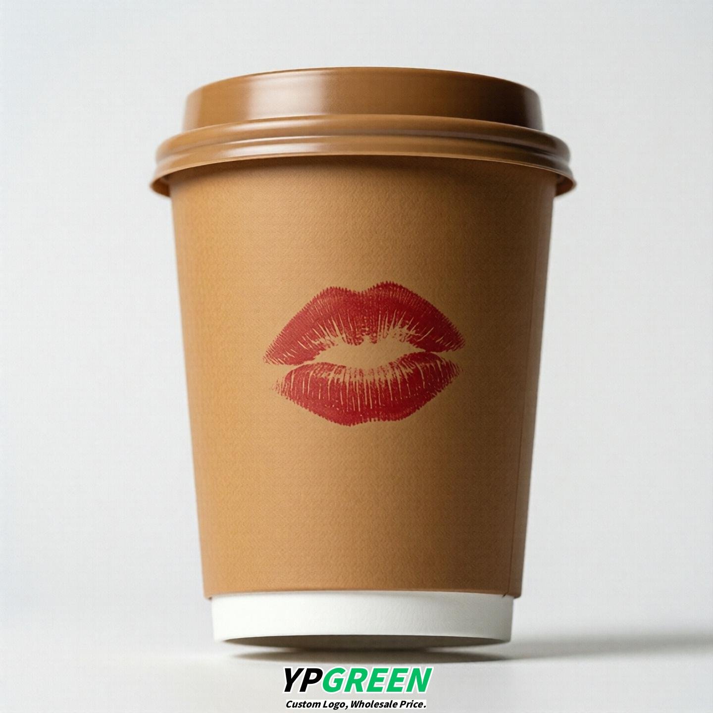 Caramel Paper Cups with Lips Print 10oz/12oz/16oz/20oz/22oz