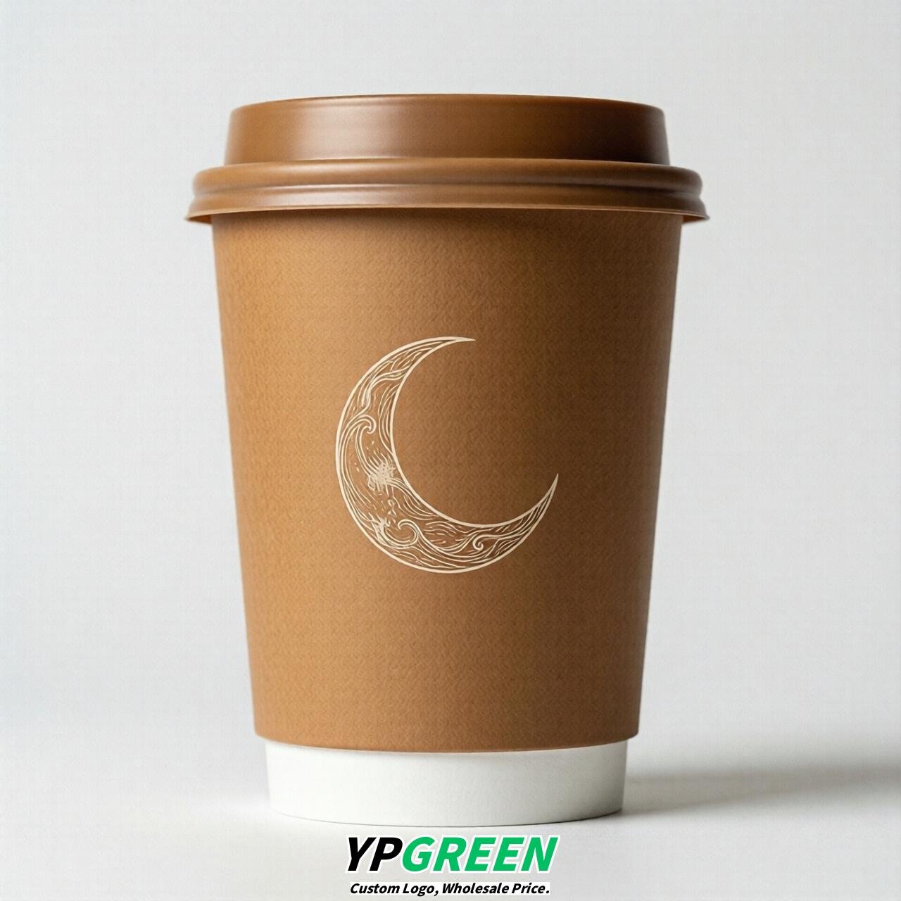 Caramel Moon Paper Cups with Lids 8-24oz