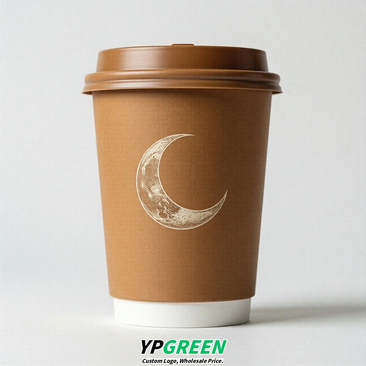 Caramel Moon Paper Cups with Lids 8-24oz