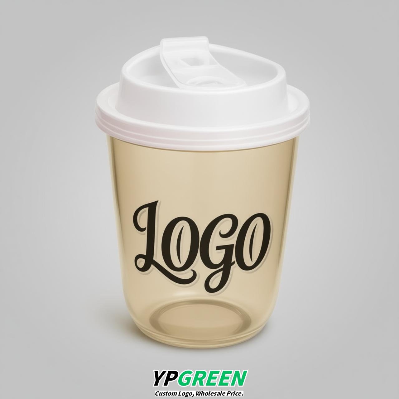 Champagne U Shape Cups with Lid - Custom Logo PP & PET Plastic Disposable