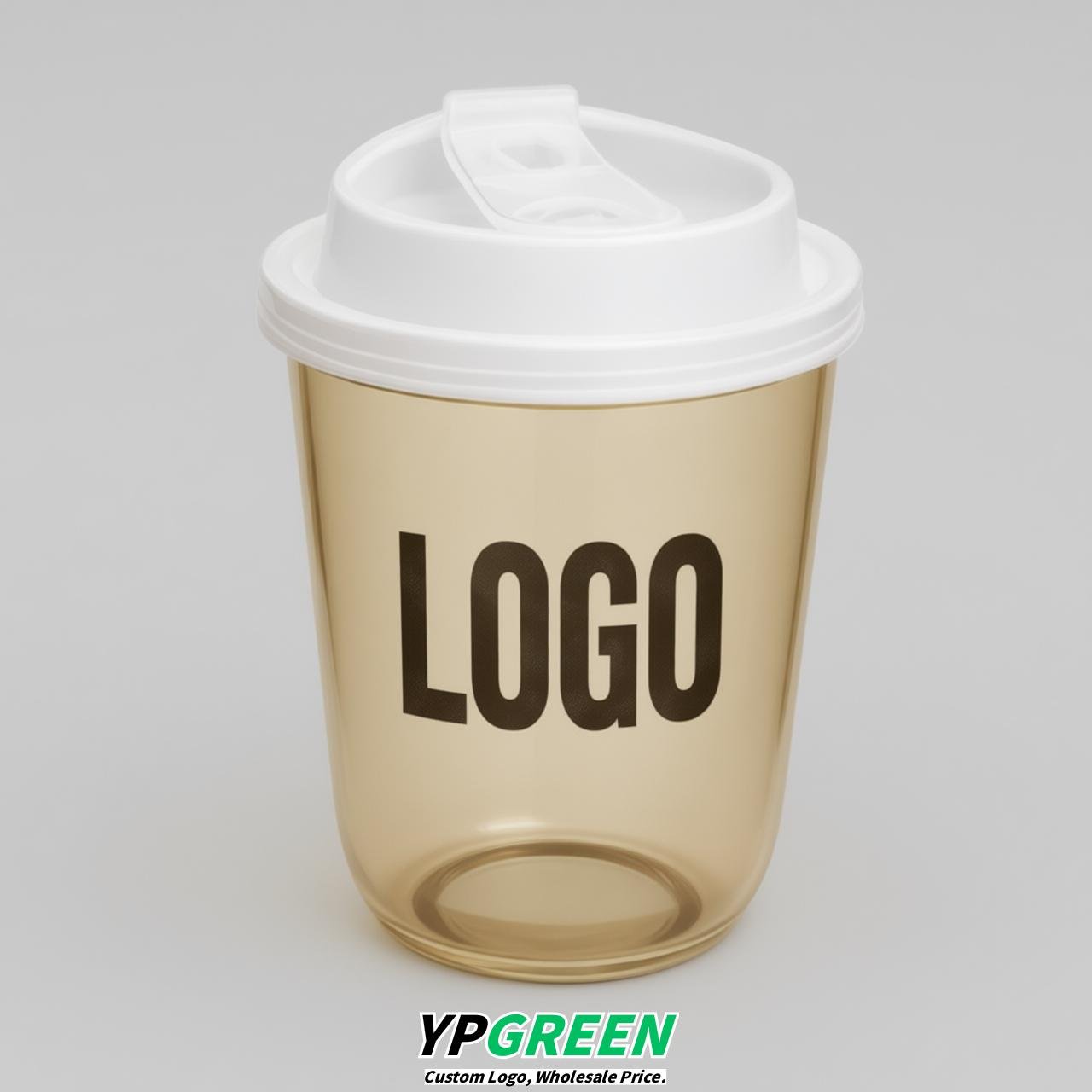 Champagne U Shape Cups with Lid - Custom Logo PP & PET Plastic Disposable