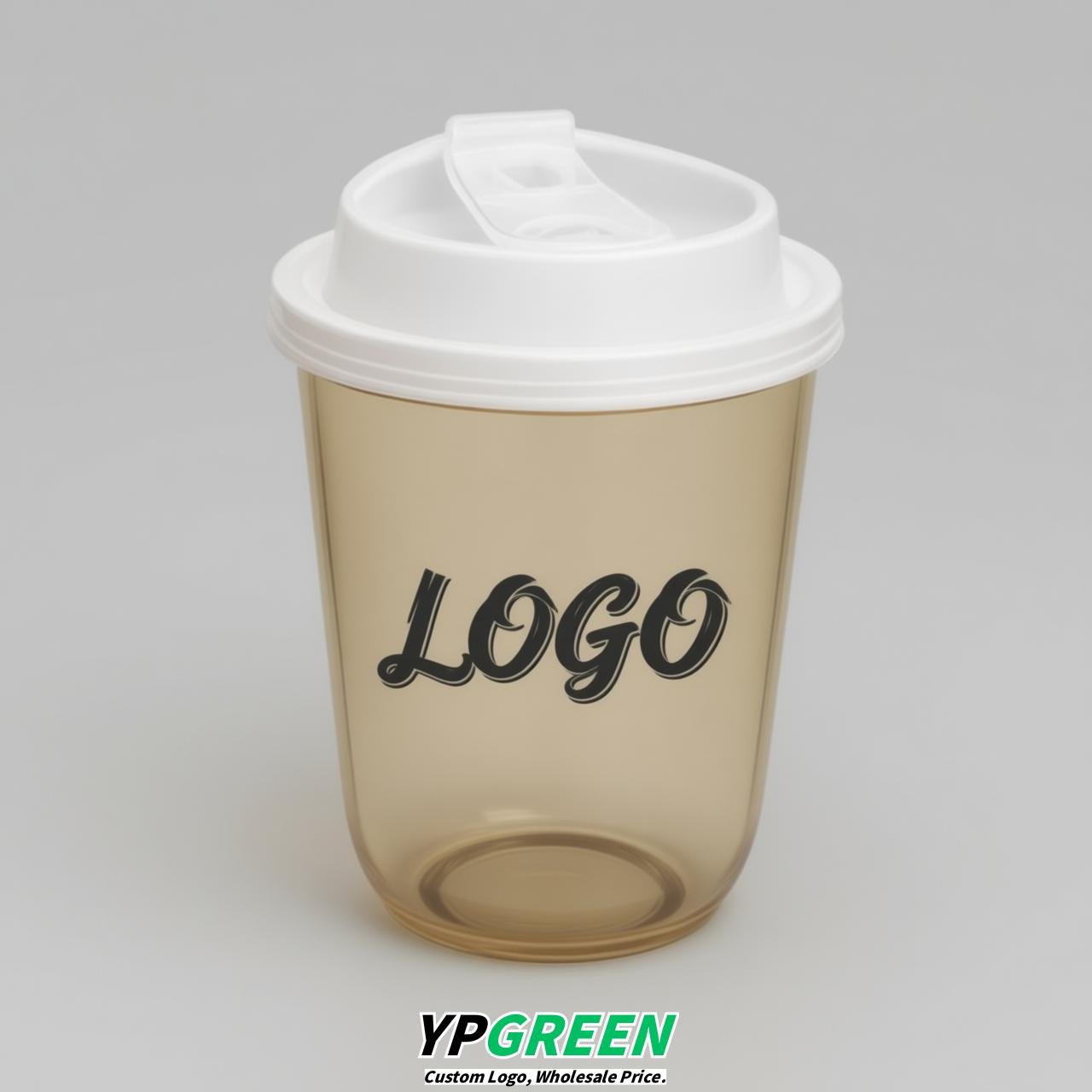 Champagne U Shape Cups with Lid - Custom Logo PP & PET Plastic Disposable